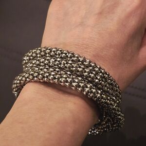 Silver Beaded Bracelet Set